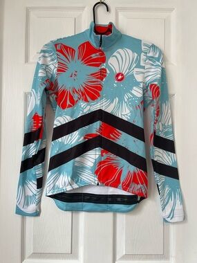 Castelli Fresca Women’s Aqua Floral Long-Sleeve Cycling jersey Jacket size XS